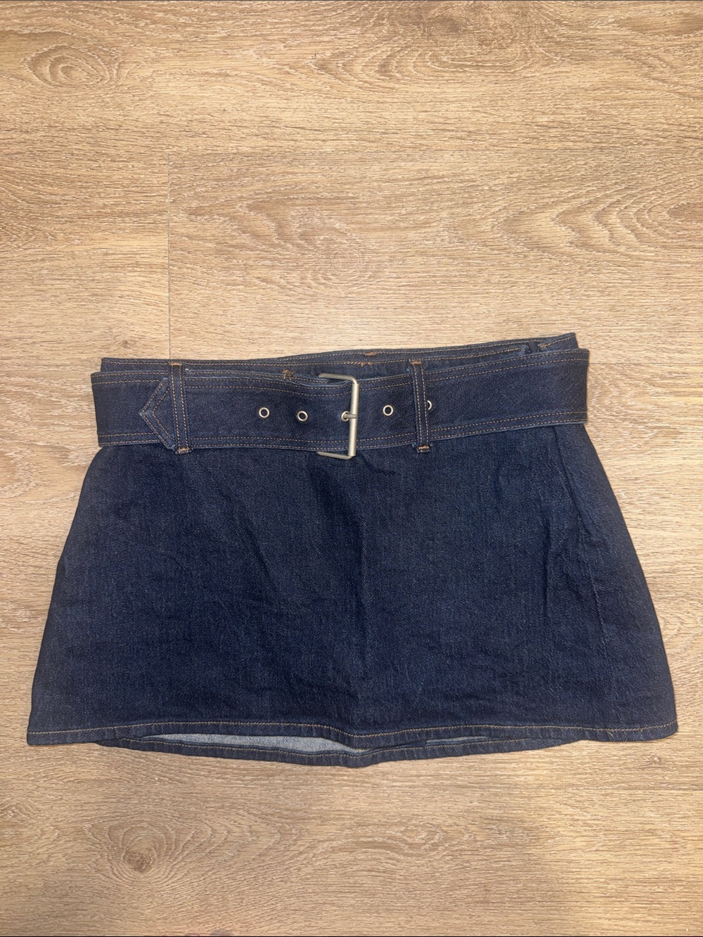 Abercrombie and fitch belted denim mini skort curve love size 27